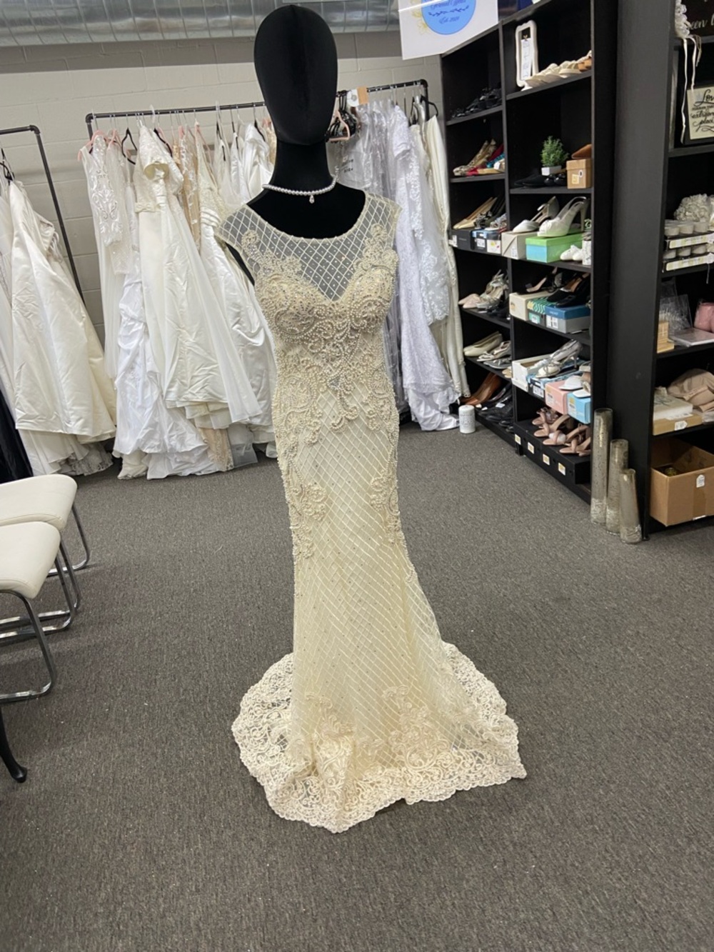 NWT GLS Collective Ivory Beaded Lace Wedding Gown
